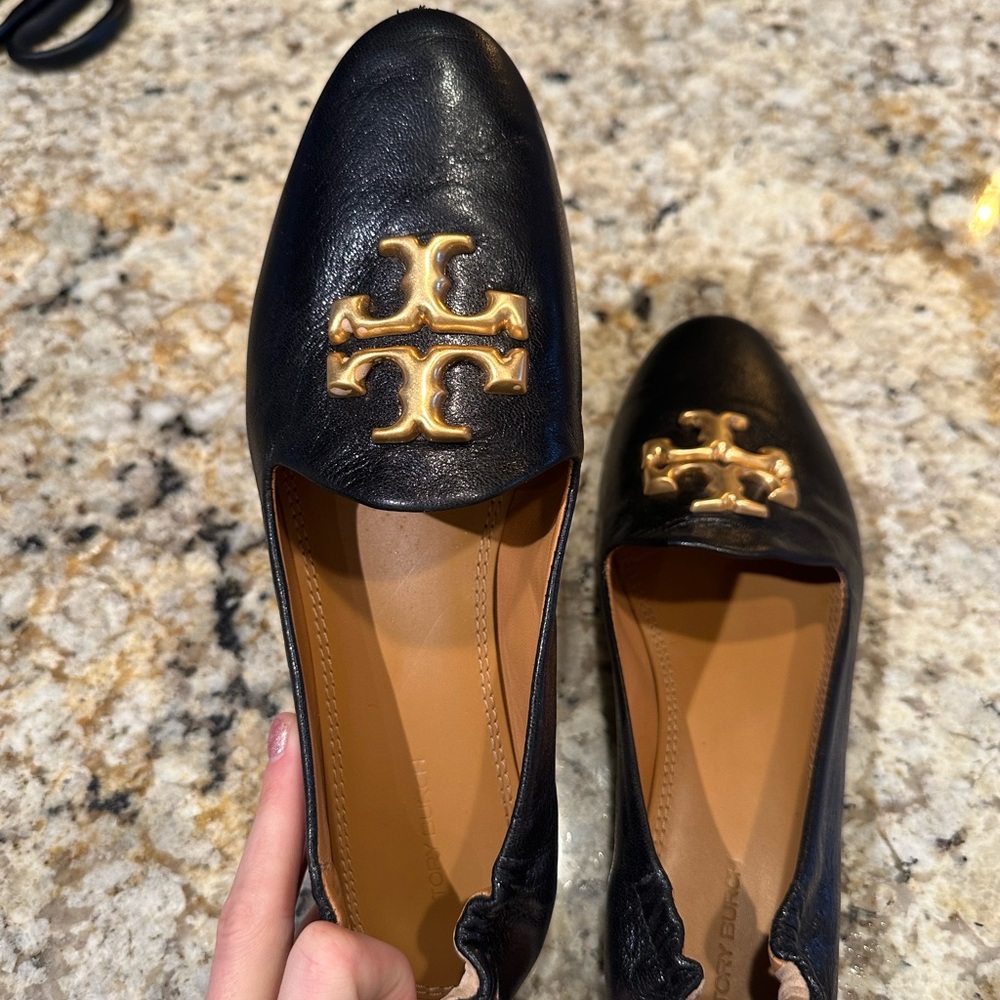 Tory Burch Black and Gold Women's Flats